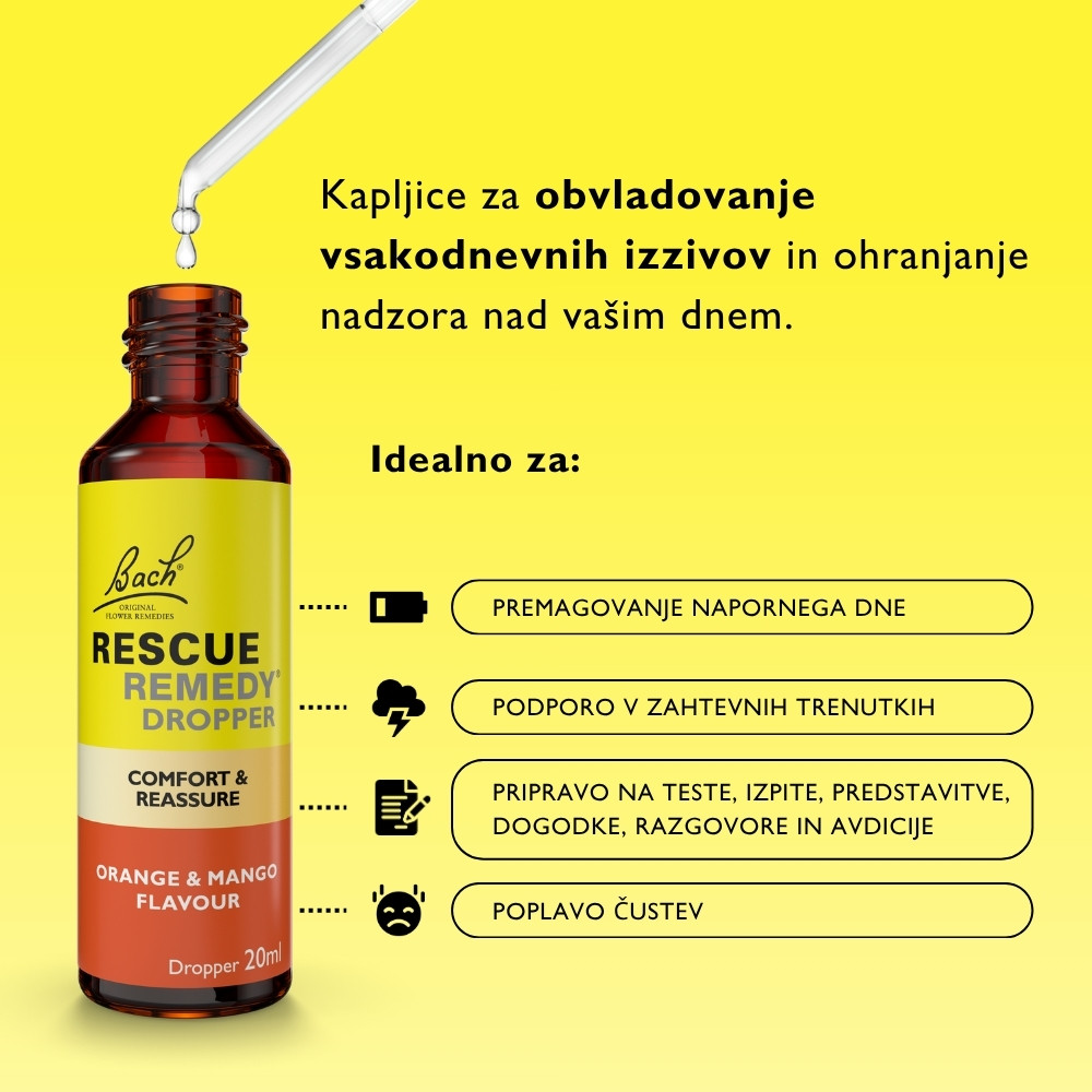Bach RESCUE® Kapljice, okus pomaranča in mango - slika 2