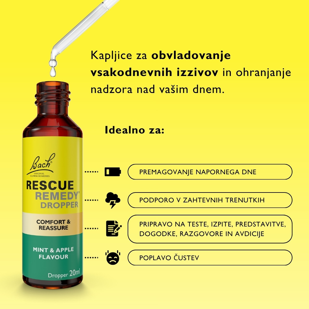 Bach RESCUE® Kapljice, okus jabolko in meta - slika 2